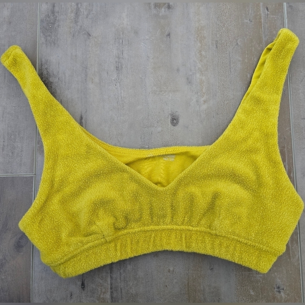 Offline by Aerie Yellow Terrycloth Bralette